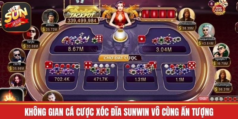 Không gian cá cược xóc đĩa Sunwin vô cùng ấn tượng